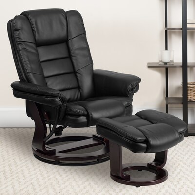 Flash Furniture LeatherSoft Recliner and Ottoman Set Black (BT7818BK)