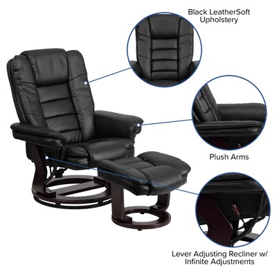 Flash Furniture LeatherSoft Recliner and Ottoman Set Black (BT7818BK)