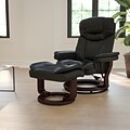 Flash Furniture Contemporary 40 1/4H Leather Recliner and Ottoman, Black