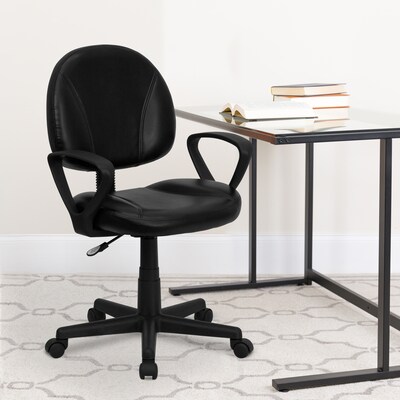 Flash Furniture Ronald Ergonomic LeatherSoft Swivel Mid-Back Task Office Chair, Black (BT688BKA)