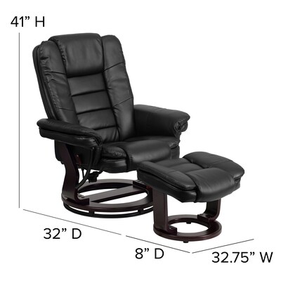Flash Furniture LeatherSoft Recliner and Ottoman Set Black (BT7818BK)