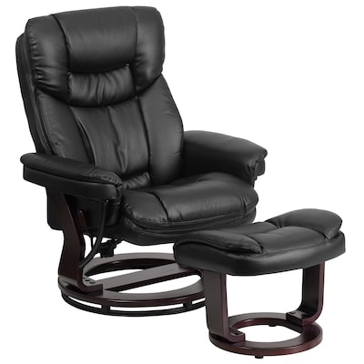 Flash Furniture Contemporary 40 1/4H Leather Recliner and Ottoman, Black