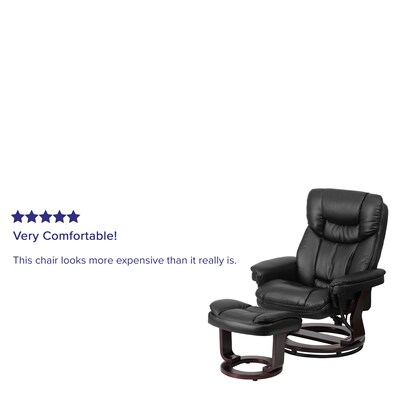 Flash Furniture Contemporary 40 1/4"H Leather Recliner and Ottoman, Black