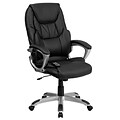 Flash Furniture Faux Leather Executive Chair, Black and Silver (BT9806HP2)