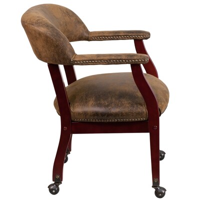 Flash Furniture Bomber Mid Back Luxurious Conference Chair With Casters, Jacket Brown