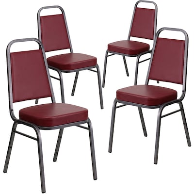 Flash Furniture HERCULES Series Vinyl Trapezoidal Banquet Stack Chair, Burgundy (4FDBHF1SVBY)