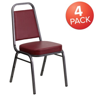 Flash Furniture HERCULES Series Vinyl Trapezoidal Banquet Stack Chair, Burgundy (4FDBHF1SVBY)