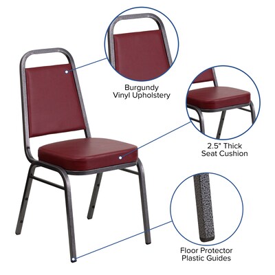 Flash Furniture HERCULES Series Vinyl Trapezoidal Banquet Stack Chair, Burgundy (4FDBHF1SVBY)