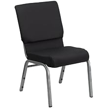 Flash Furniture HERCULES Series Fabric Stacking Church Chair, Black Patterned/Silver Vein Frame (FCH