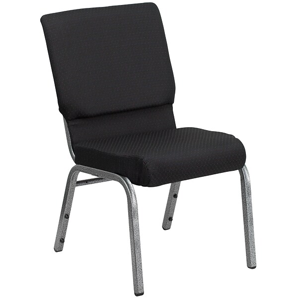 Flash Furniture HERCULES™ Fabric Patterned Stacking Church Chair With 4 1/4T Seat, Black (FCH185SVJP02)