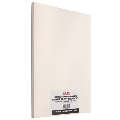 JAM Paper 11" x 17" Strathmore Paper, 24 lbs., 100 Brightness, 100 Sheets/Pack (203926538)