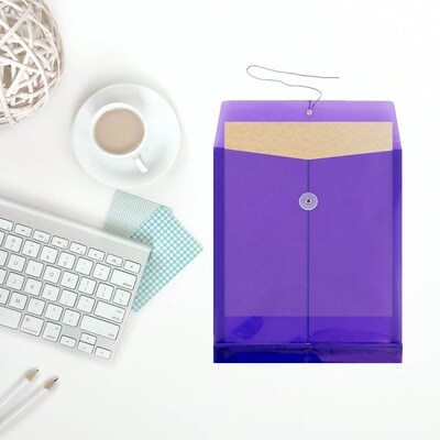 Jam Paper Plastic File Pocket, 1" Expansion, Letter Size, Purple, 12/Pack (1221555)