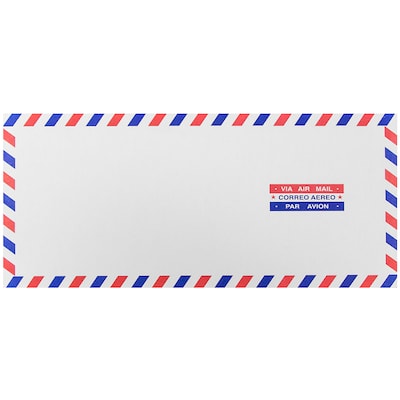 JAM Paper #10 Airmail Envelopes, 4 1/8 x 9 1/2, White, 25/Pack (A35532)