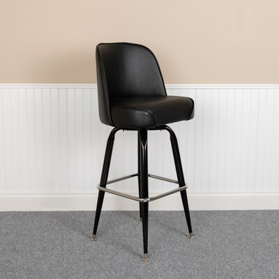 Flash Furniture James Traditional Metal Full Back Barstool, Black (XUF125)