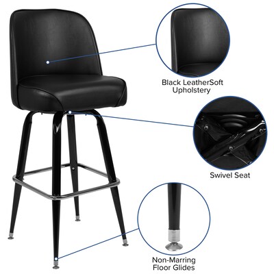 Flash Furniture James Traditional Metal Full Back Barstool, Black (XUF125)