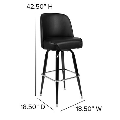 Flash Furniture James Traditional Metal Full Back Barstool, Black (XUF125)