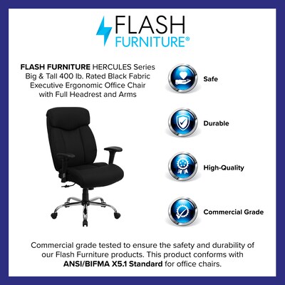 Flash Furniture HERCULES Series Ergonomic Fabric Swivel Big & Tall Executive Office Chair, Black (GO1235BKFABA)