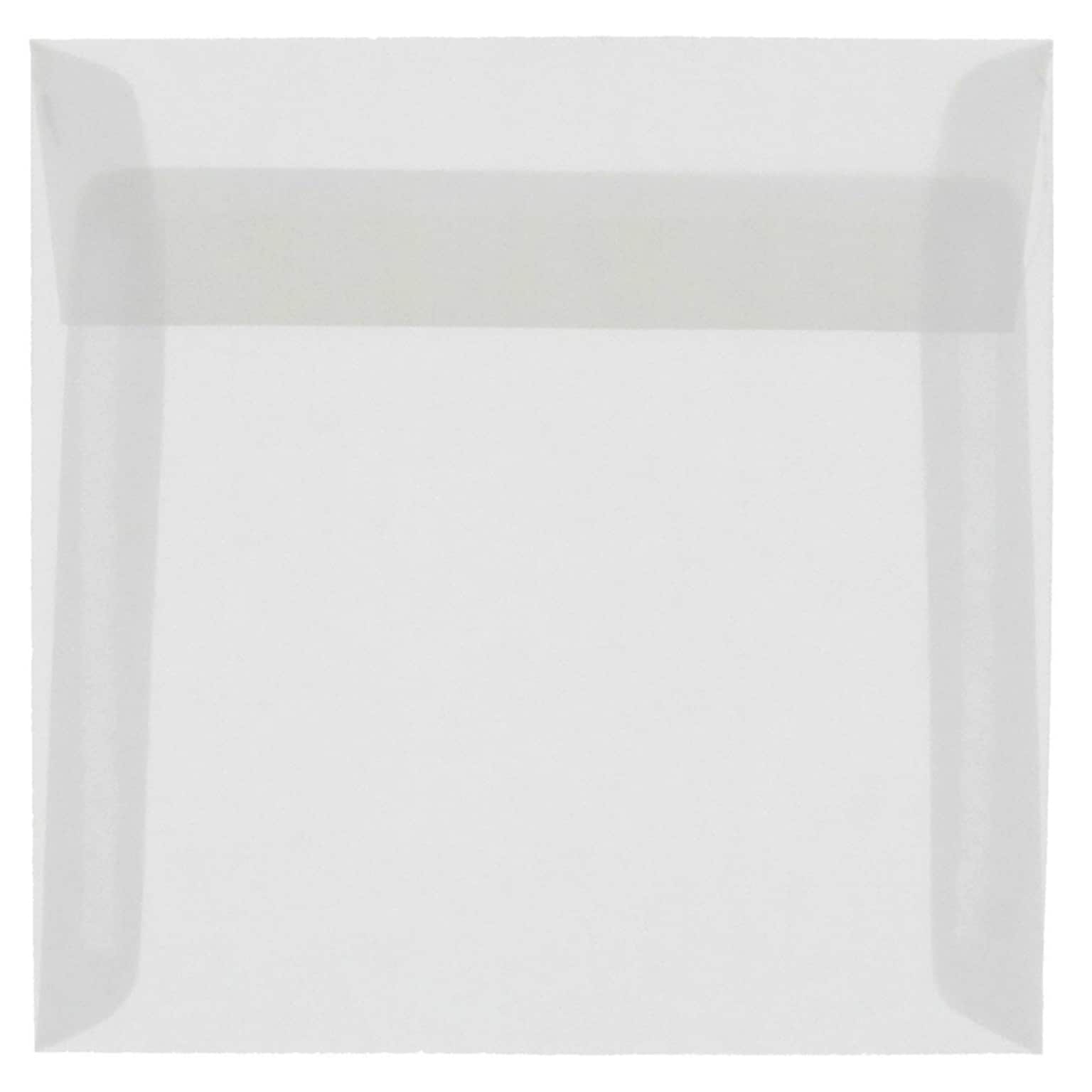 JAM Paper 9.5 x 9.5 Square Translucent Vellum Invitation Envelopes, Clear, 25/Pack (2851357)
