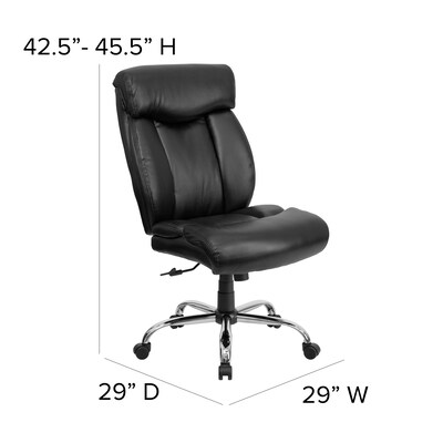 Flash Furniture HERCULES Series Armless Ergonomic LeatherSoft Swivel Big & Tall Executive Office Chair, Black (GO1235BKLEA)