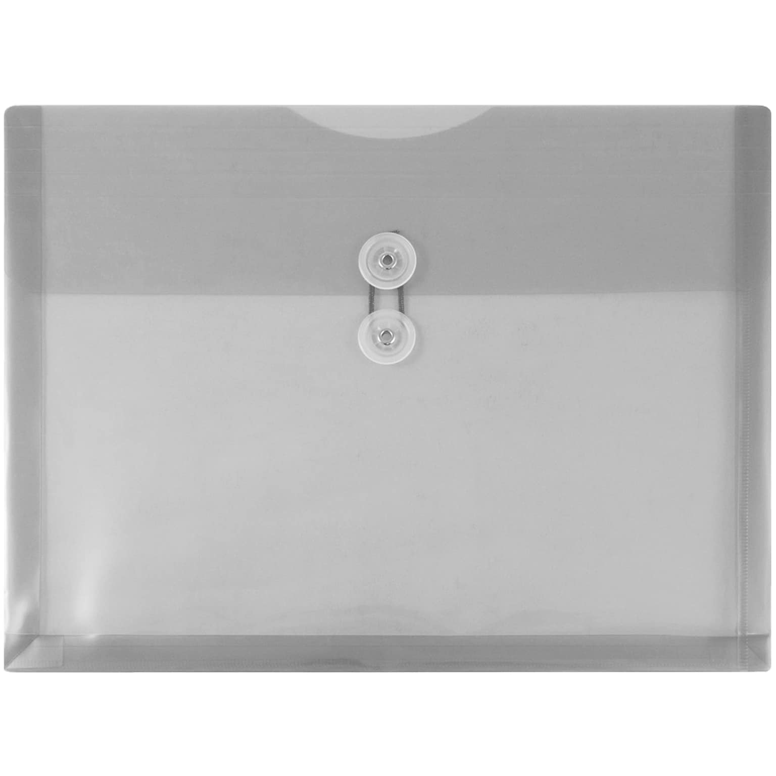 JAM Paper® Plastic Envelopes with Button and String Tie Closure, Letter Booklet, 9.75 x 13, Smoke Gray, 12/Pack (218B1SM)