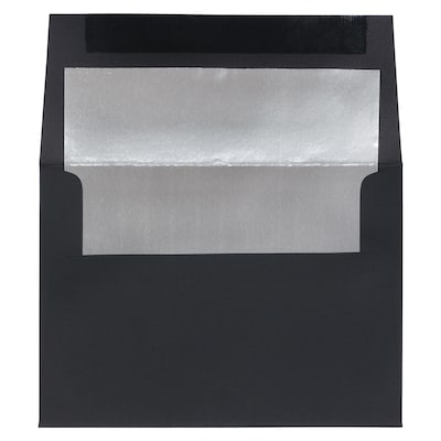 JAM Paper A7 Foil Lined Invitation Envelopes, 5.25 x 7.25, Black Linen with Silver Foil, 25/Pack (32