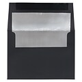 JAM Paper A7 Foil Lined Invitation Envelopes, 5.25 x 7.25, Black Linen with Silver Foil, 25/Pack (32