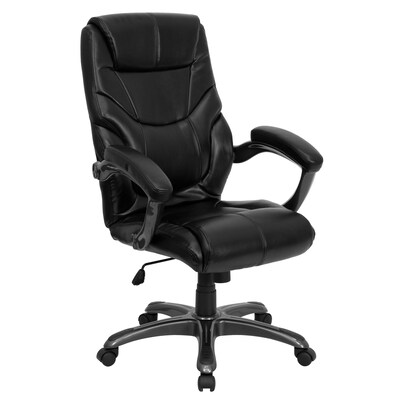 Flash Furniture Greer Ergonomic LeatherSoft Swivel High Back Executive Office Chair, Black (GO724HBKLEA)