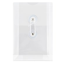JAM Paper® Plastic Envelopes with Button and String Tie Closure, Open End, 4.25 x 6.25, Clear, 12/Pa