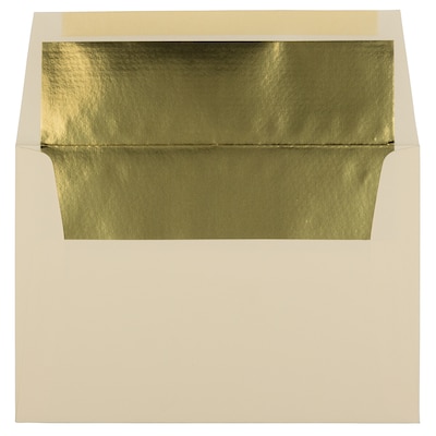 JAM Paper® A8 Foil Lined Invitation Envelopes, 5.5 x 8.125, Ecru with Gold Foil, 50/Pack (332417064I