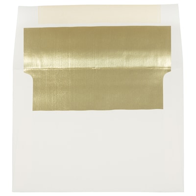 JAM Paper A7 Foil Lined Invitation Envelopes, 5.25 x 7.25, Ecru with Gold Foil, 25/Pack (2354150)