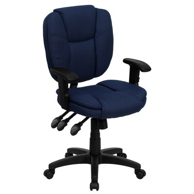 Flash Furniture Caroline Ergonomic Fabric Swivel Mid-Back Multifunction Task Office Chair, Navy Blue (GO930FNVYARMS)