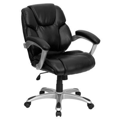 Flash Furniture Heather Ergonomic LeatherSoft Swivel Mid-Back Executive Office Chair, Black (GO931HMIDBK)