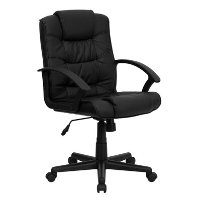 Flash Furniture Lindon LeatherSoft Swivel Mid-Back Task Office Chair, Black (GO937MBKLEA)