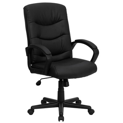 Flash Furniture Chelsea LeatherSoft Swivel Mid-Back Executive Office Chair, Black (GO9771BKLEA)