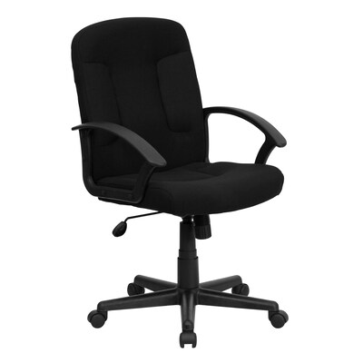Flash Furniture Garver Fabric Swivel Mid-Back Executive Office Chair, Black (GOST6BKFAB)