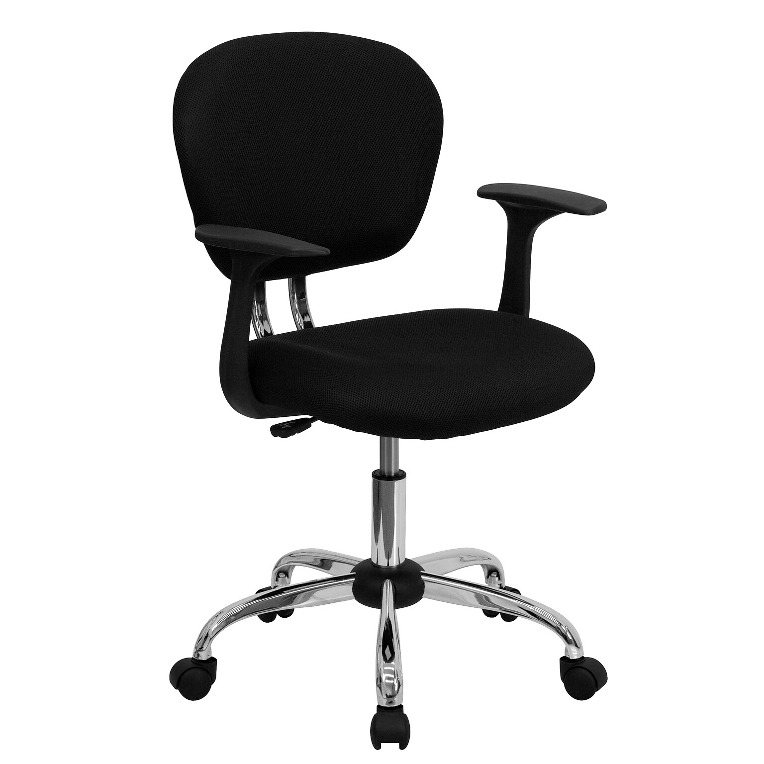 Flash Furniture Beverly Ergonomic Mesh Swivel Mid-Back Padded Task Office Chair, Black (H2376FBKARMS)