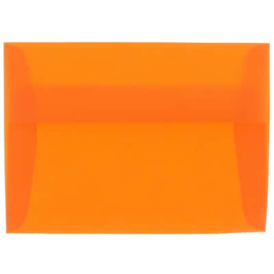 JAM Paper® A6 Translucent Vellum Invitation Envelopes, 4.75 x 6.5, Orange, 25/Pack (PACV669)