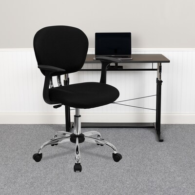 Flash Furniture Beverly Ergonomic Mesh Swivel Mid-Back Padded Task Office Chair, Black (H2376FBKARMS)