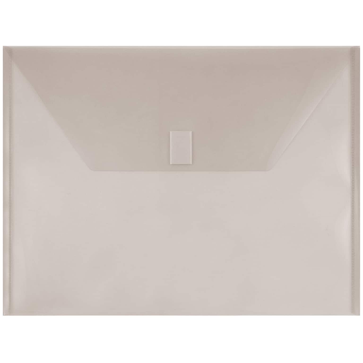 JAM Paper Plastic Envelopes with Hook & Loop Closure, Letter Booklet, 9.75 x 13, Smoke Gray, 12/Pack (218V0SM)