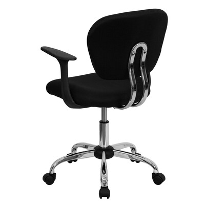 Flash Furniture Beverly Ergonomic Mesh Swivel Mid-Back Padded Task Office Chair, Black (H2376FBKARMS)