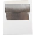 JAM Paper A2 Foil Lined Invitation Envelopes, 4.375 x 5.75, White with Silver Foil, 25/Pack (79415)