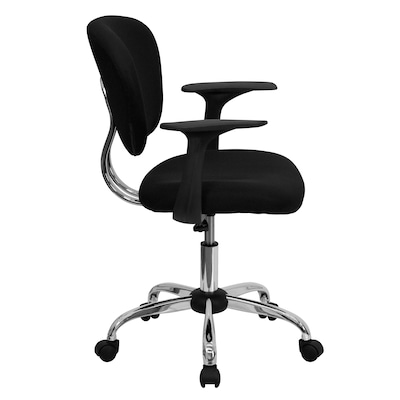 Flash Furniture Beverly Ergonomic Mesh Swivel Mid-Back Padded Task Office Chair, Black (H2376FBKARMS)