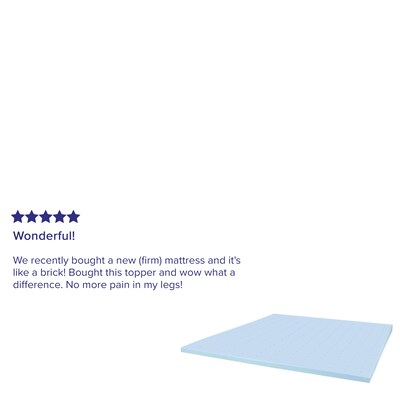 Flash Furniture Capri Comfortable Sleep King Size Cooling Gel Memory Foam Mattress Topper, Blue, 75.5" x 81" x 2" (MRM352K)