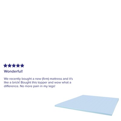 Flash Furniture Capri Comfortable Sleep King Size Cool Gel Memory Foam Mattress Topper, Blue, 75.5" x 81" x 2" (MRM352K)