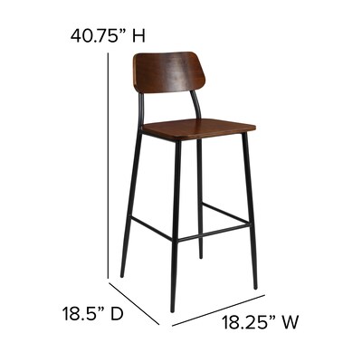 Flash Furniture Lincoln Industrial Steel Rectangular Back Barstool, Gunmetal (XUDG60725B)