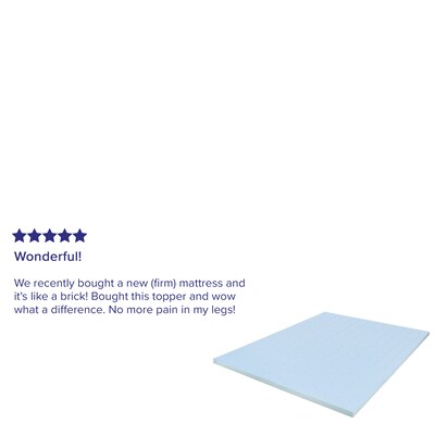Flash Furniture Capri Comfortable Sleep Queen Size Cooling Gel Memory Foam Mattress Topper, Blue, 60" x 80" x 2" (MRM352Q)