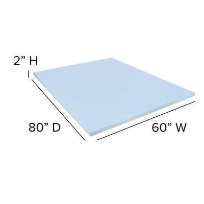 Flash Furniture Capri Comfortable Sleep Queen Size Cool Gel Memory Foam Mattress Topper, Blue, 60" x 80" x 2" (MRM352Q)