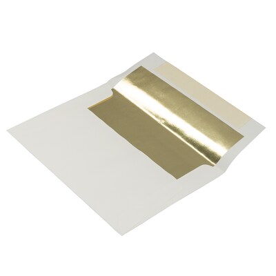 JAM Paper A7 Foil Lined Invitation Envelopes, 5.25 x 7.25, Ecru with Gold Foil, 25/Pack (2354150)