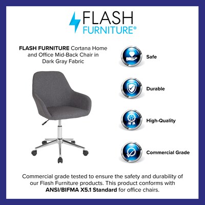 Flash Furniture Cortana Fabric Swivel Mid-Back Home and Office Chair, Dark Gray (DS8012LBDGYF)