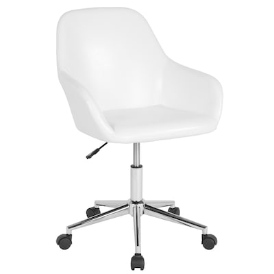 Flash Furniture Cortana LeatherSoft Swivel Mid-Back Home and Office Chair, White (DS8012LBWH)